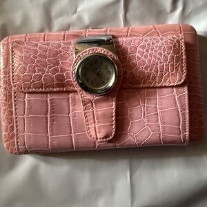 Pink Crocodile-Embossed Women's Wallet